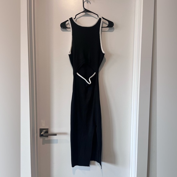Black and White Cut Out Sweater Dress - Picture 1 of 4